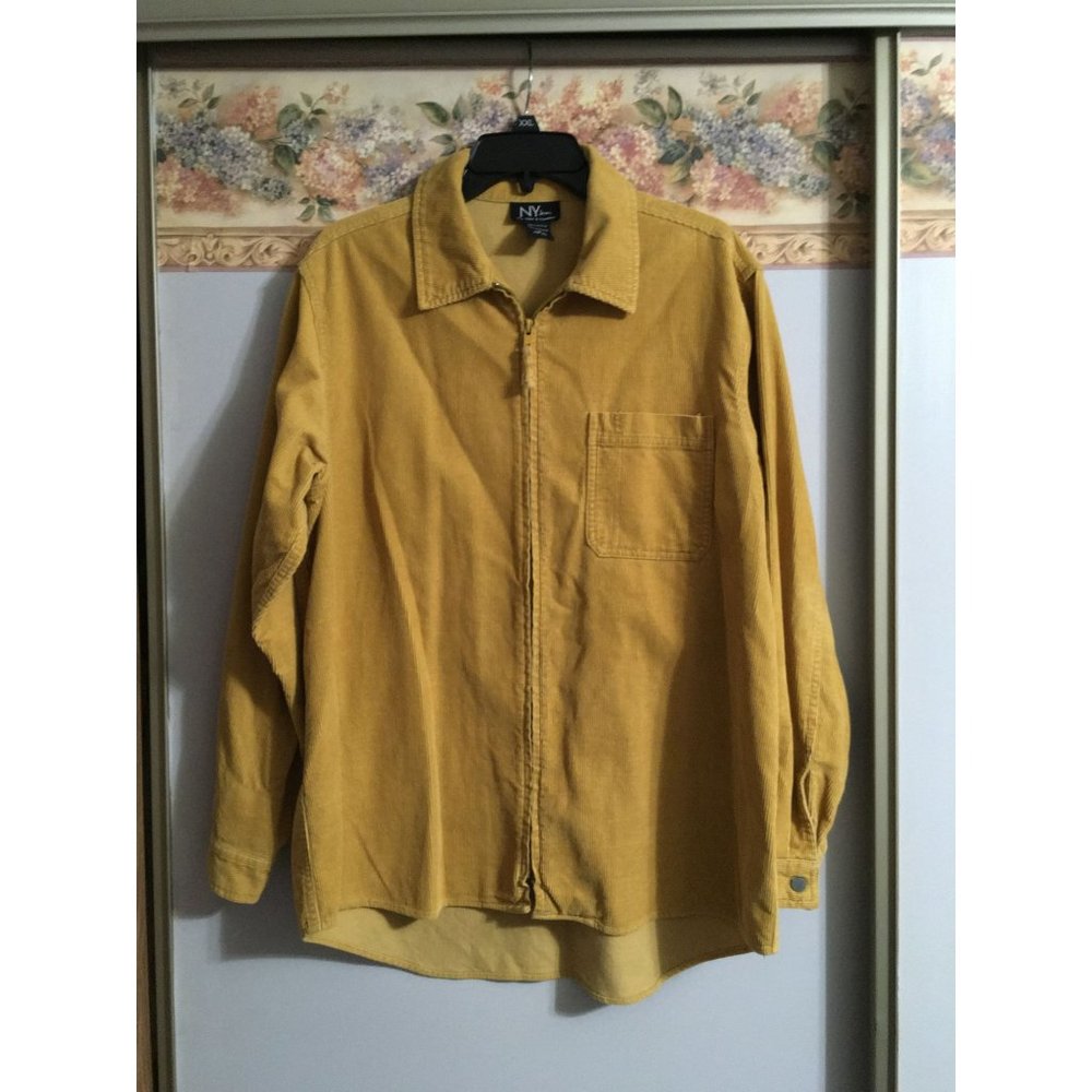NY Jeans Medium Corduroy Zip Casual Outdoor Boho Oversized Unisex Shirt Jacket S